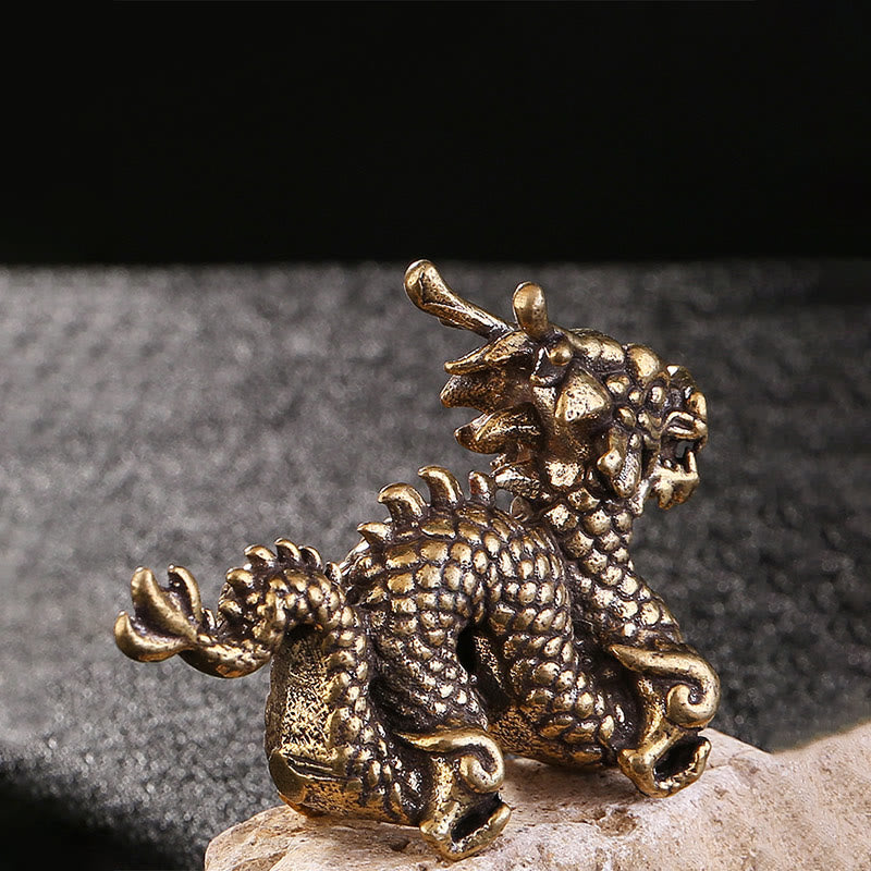 Mythstone Year Of The Dragon Small Auspicious Brass Dragon Luck Success Home Decoration