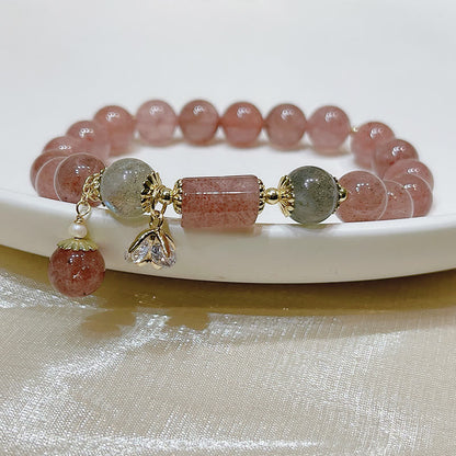 Mythstone Natural Strawberry Quartz Moonstone Love Bracelet