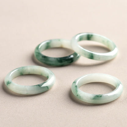 Mythstone Natural Green Jade Luck Abundance Ring