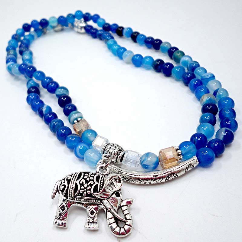 MythStone Natural Agate Elephant Buddha Hope Bracelet