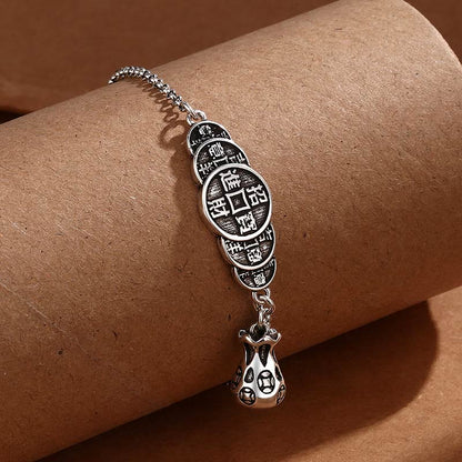 Pulsera de riqueza con bolsa de dinero y moneda de cobre Mythstone