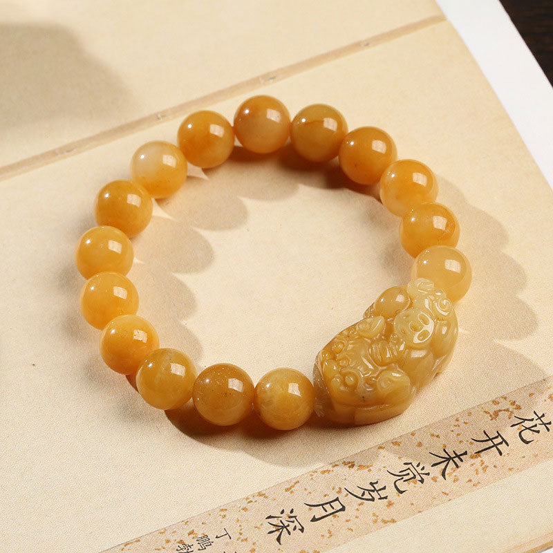 Mythstone Golden Silk Jade Pixiu Wealth Bracelet