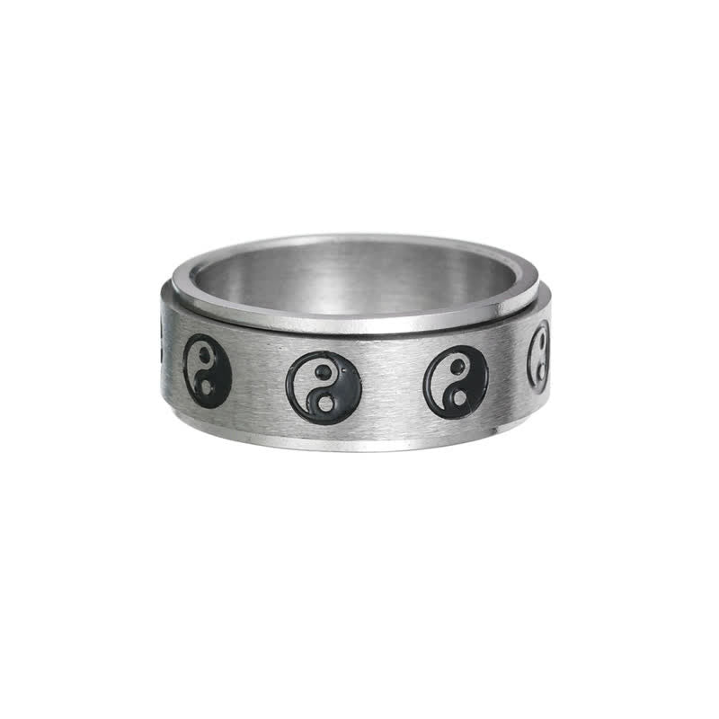 Mythstone Yin Yang Titanium Steel Balance Rotatable Ring