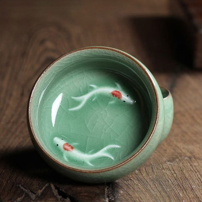 Mythstone Colorful Koi Fish Ceramic Teacup Kung Fu Tea Cup Bowl