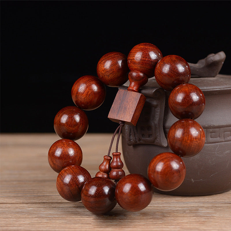 Mythstone Tibetan Small Leaf Red Sandalwood Relaxation Bracelet