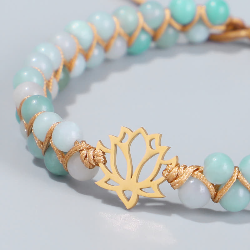 Mythstone Amazonite Beads Lotus Flower Balance Weave Bracelet