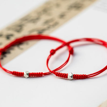 Mythstone 925 Sterling Silver Luck Bead Protection Red String Braided Bracelet