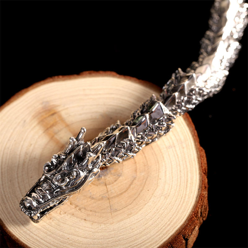 Mythstone 925 Sterling Silver Dragon Luck Success Bracelet Bangle