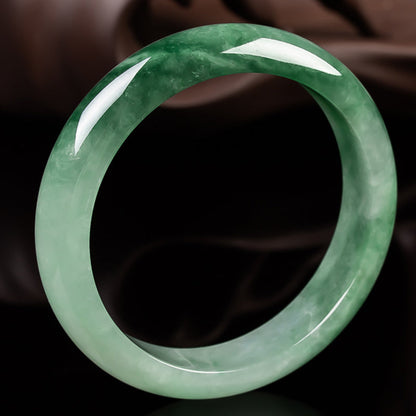 MythStone Natural Jade Fortune Blessing Bangle Bracelet