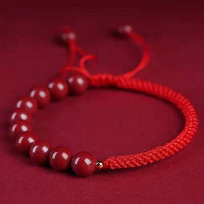 Mythstone Natural Cinnabar King Kong Knot Blessing String Bracelet