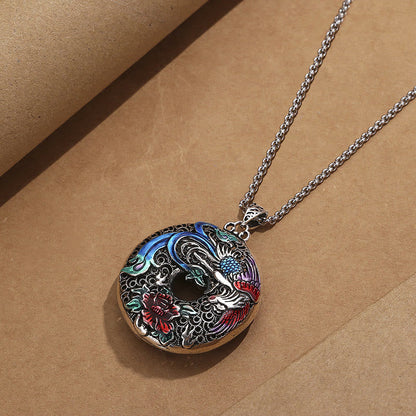 Mythstone Phoenix Peony Flower Luck Protection Necklace Pendant