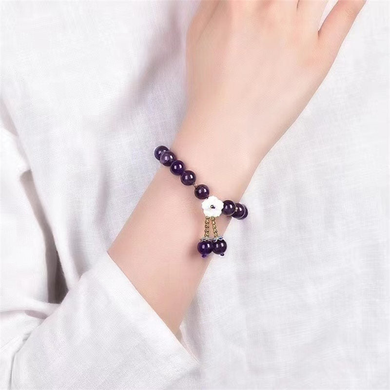 MythStone Natural Amethyst Crystal Flower Spiritual Healing Bracelet