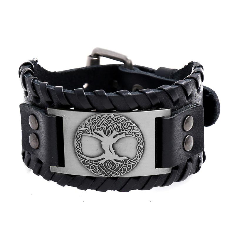 Mythstone Lucky Tree Of Life Balance Leather Bracelet