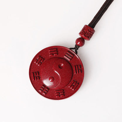 Colgante de collar con bendición Bagua Yin Yang de cinabrio de piedra mitológica 