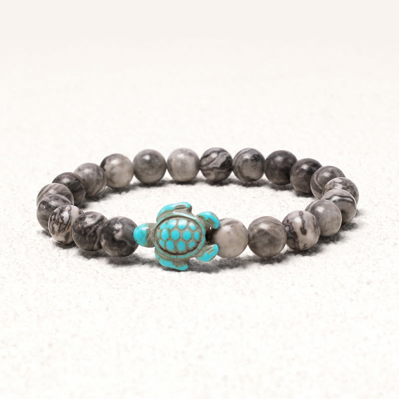 MythStone Natural Stone Sea Turtle Turquoise Blessing Bracelet