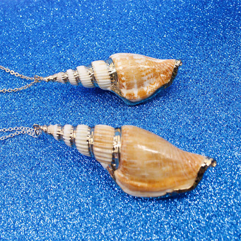 Mythstone Natural Shankha Conch Shell Seashell Lucky Necklace Pendant