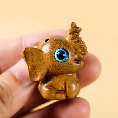 Mythstone Sandalwood Small Leaf Red Sandalwood Green Sandalwood Lucky Mini Elephant Carved Protection Decoration