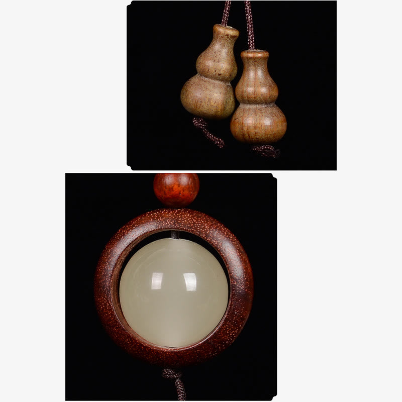 Mythstone Red Sandalwood Ebony Wood Green Sandalwood Luminous Lucky Bead Gourd Peace Key Chain