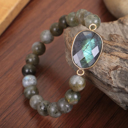 MythStone Natural Labradorite Moonstone Support Healing Beaded Bracelet