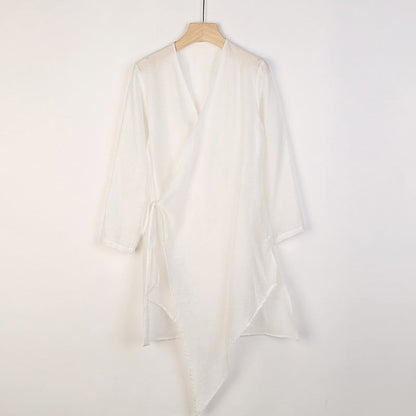 Ropa de mujer para practicar yoga, meditación, espiritualidad, zen, patrón simple en blanco y beige Mythstone