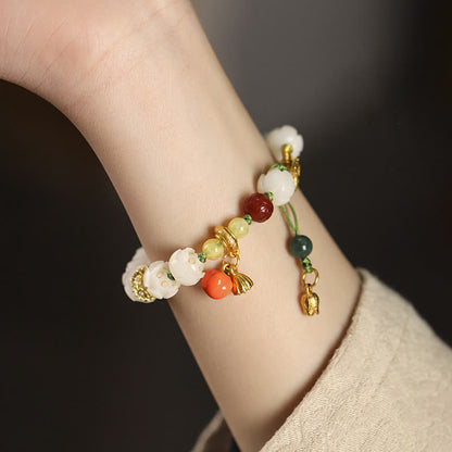 Pulsera de paz y armonía con cuentas de calabaza y loto de semilla de bodhi natural Mythstone