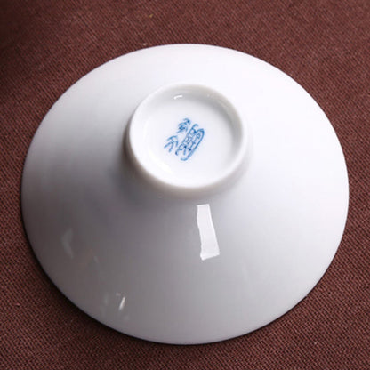 Tazas de té de cerámica con forma de pez koi de porcelana azul y blanca de Jingdezhen Mythstone, tazas de té de kung fu 