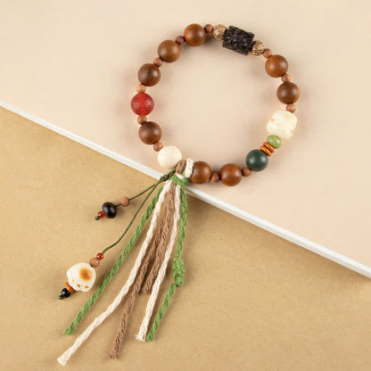 Pulsera con borlas de protección de la buena suerte con forma de garra de gato y semilla de Bodhi de madera con rayo de Mythstone