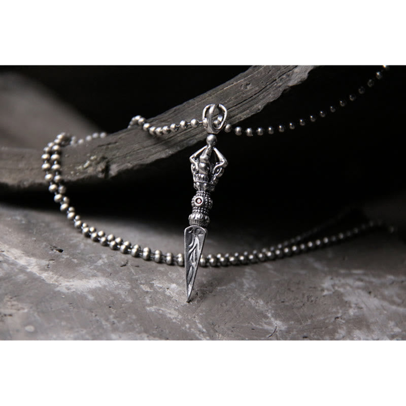 Mythstone 925 Sterling Silver Dorje Vajra Enlightenment Necklace Chain Pendant