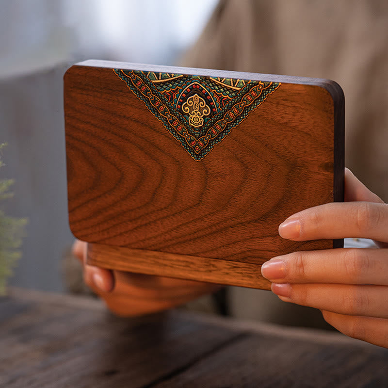 Mythstone Vintage Handmade Black Walnut Wood Jewelry Storage Box Wooden Gift Box