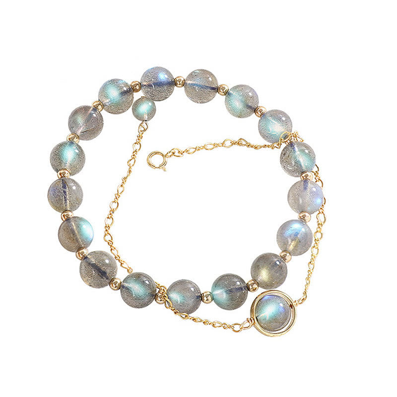 Mythstone 14k Gold Plated Natural Moonstone Healing Love Bracelet