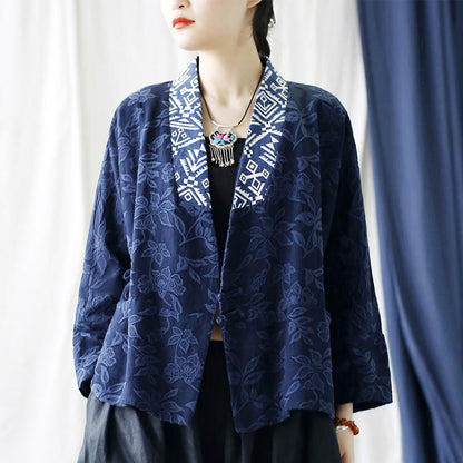 Mythstone Flower Jacquard V-Neck Long Sleeve Jacket