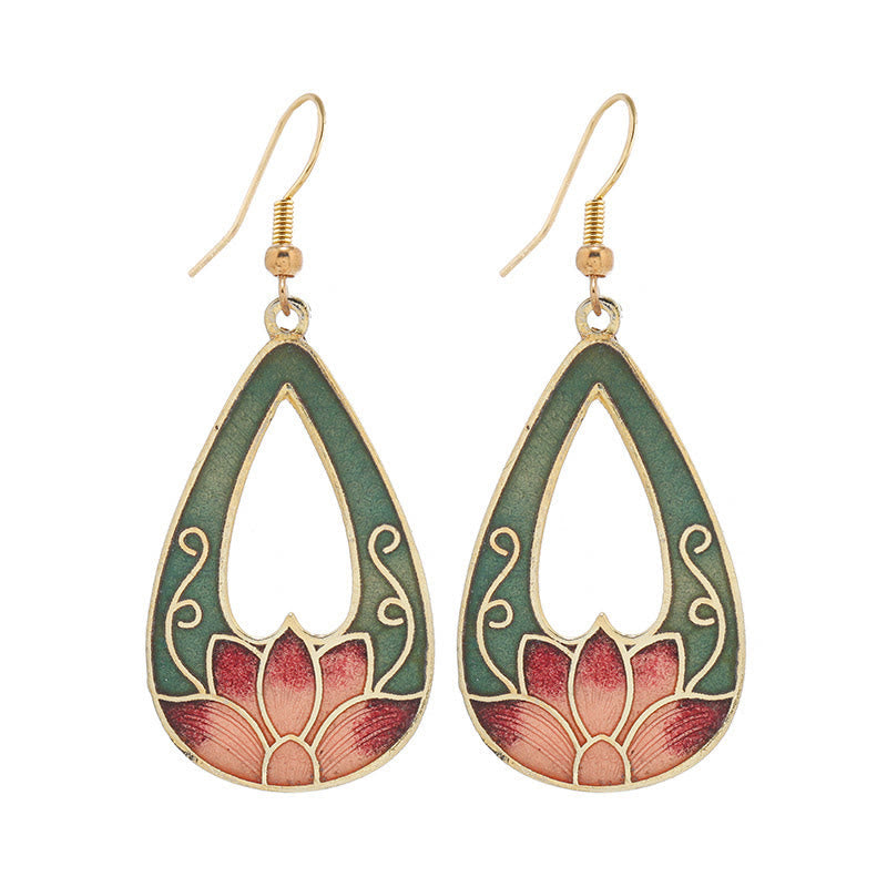 Mythstone Lotus Butterfly Flower Alloy Copper Enlightenment Drop Earrings