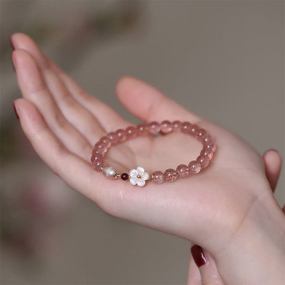 MythStone Strawberry Quartz Peach Blossom Love Bracelet