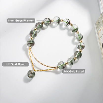 Pulsera con dije de confianza de cristal fantasma verde de MythStone 