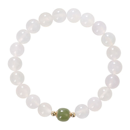 Mythstone Natural White Agate Jade Luck Bracelet