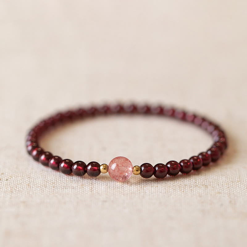 MythStone Natural Garnet Strawberry Quartz Calm Bracelet