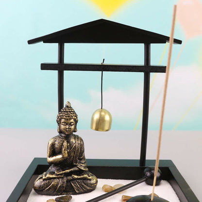 Buddha Statue Rocks Meditation Peace Zen Garden Set Home Decoration