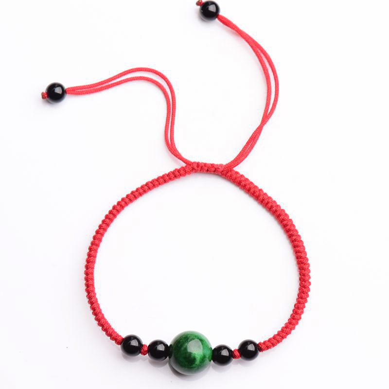 Pulsera de hilo rojo de jade con la suerte y el éxito de Mythstone