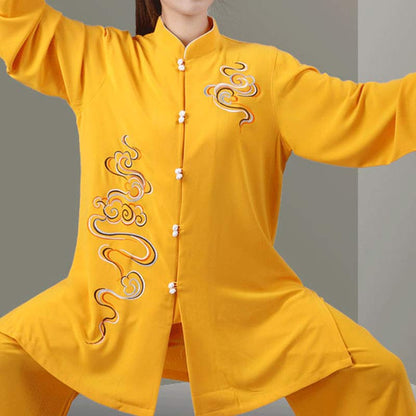 Mythstone Auspicious Clouds Embroidery Meditation Prayer Spiritual Zen Tai Chi Qigong Practice Unisex Clothing Set