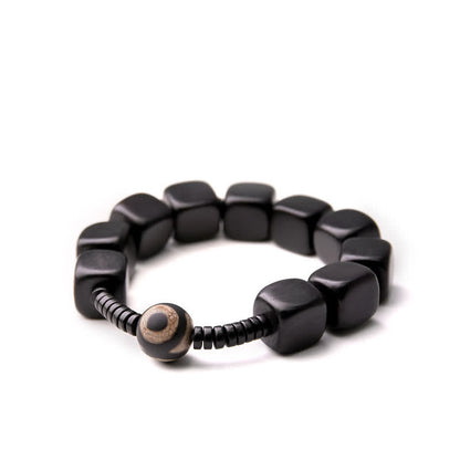 Mythstone Tibetan Ebony Wood Dzi Bead Strength Bracelet