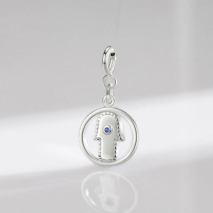 925 Sterling Silver Evil Eye Hamsa Symbol Prosperity Luck Chain Necklace Pendant