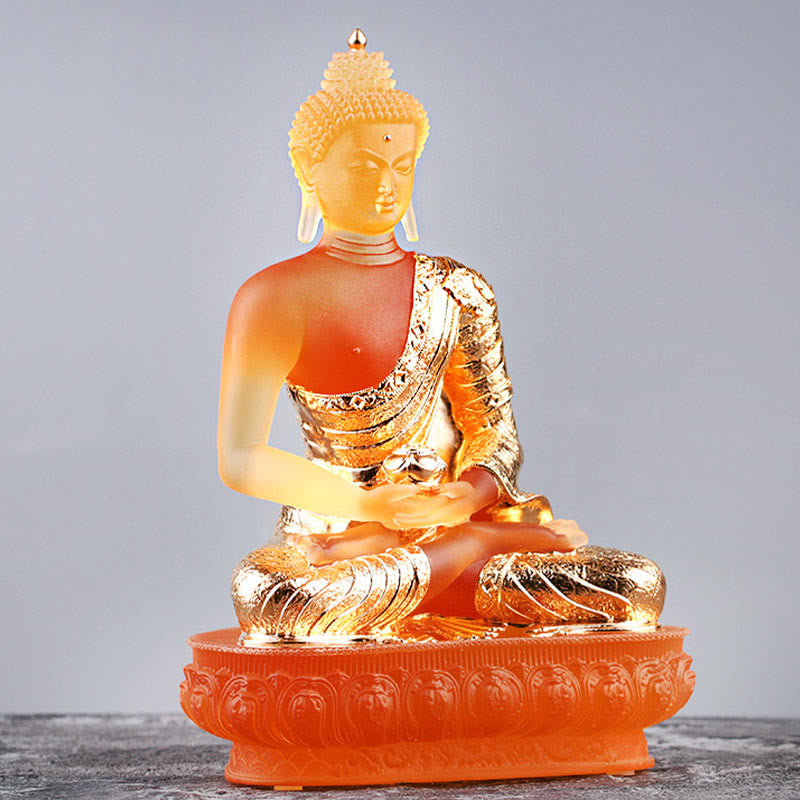 Mythstone Buddha Handmade Figurine Liuli Art Piece Serenity Statue Home Offering Decoration