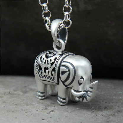 Mythstone 990 Sterling Silver Elephant Strength Necklace Pendant