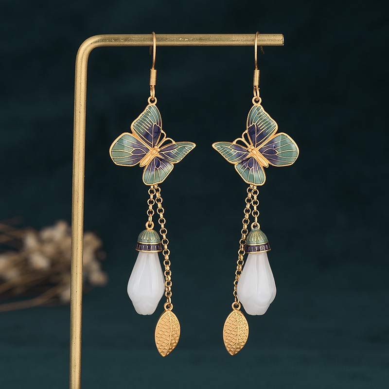 Mythstone FengShui White Jade Fortune Earrings