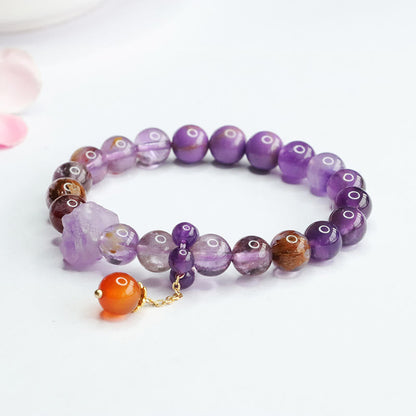 Mythstone Natural Amethyst Purple Phantom Gemstone Spiritual Awareness Bracelet