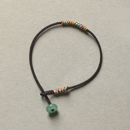 Pulsera trenzada de cuerda con aventurina verde tibetana hecha a mano para proteger la suerte 