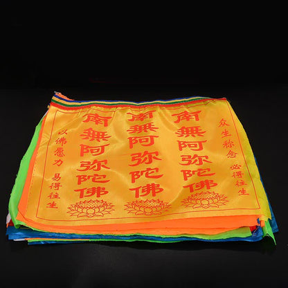 Mythstone Tibetan 7 Colors Windhorse Letter Auspicious Lotus Outdoor 21 Pcs Prayer Flag