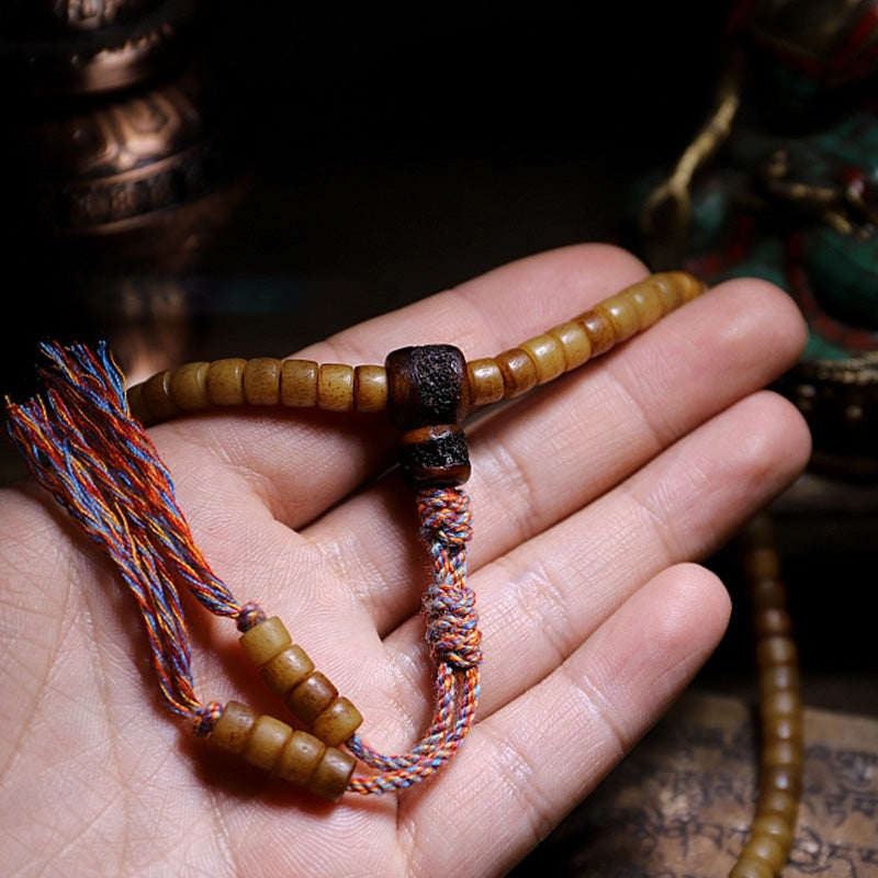 Mythstone Tibet 108 Mala Beads Yak Bone Amber Balance Bracelet