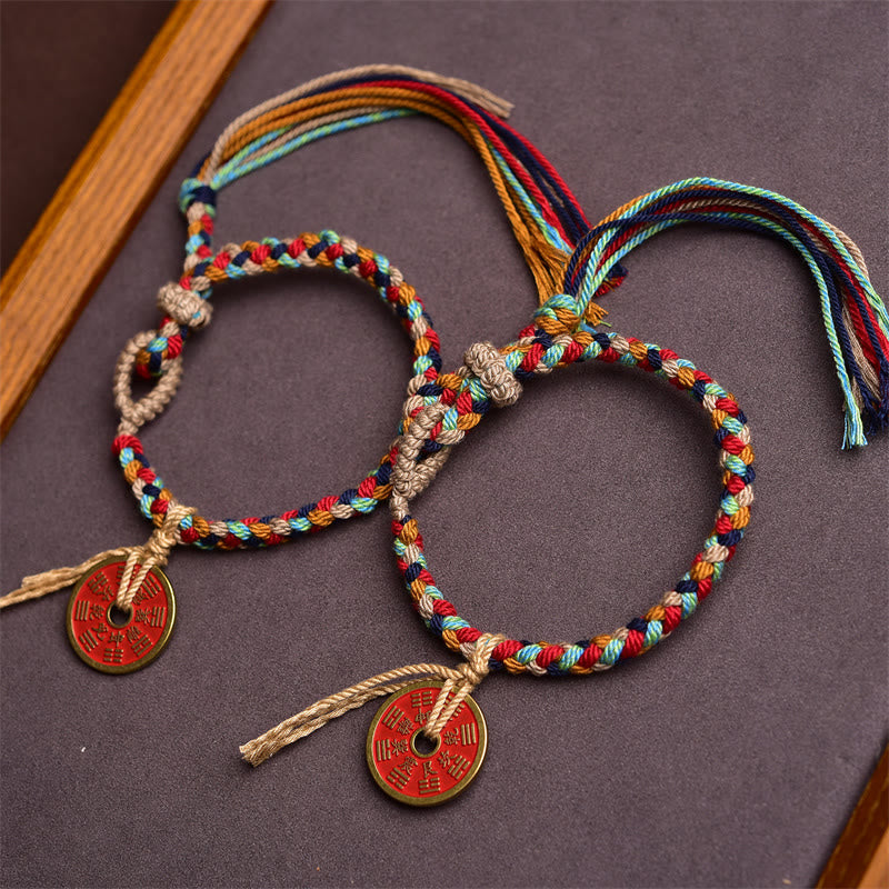 Mythstone Handmade Bagua Harmony Multicolored Rope Bracelet