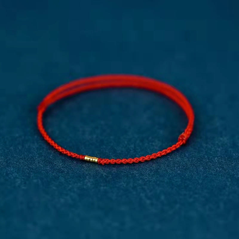 Pulsera de tobillo con hilo trenzado de cuentas doradas de la suerte en plata de ley 925 Mythstone